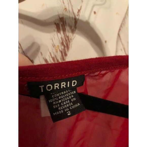 Torrid size 2 red long sleeve Blouse - Picture 3 of 5